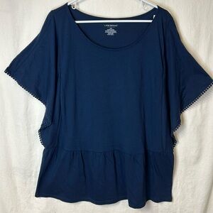 Lane Bryant NWT Women’s Plus Size Tunic Top Size 18/20 Navy Peplum Ruffle